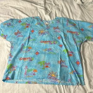 Nursing scrubs tropical getaway design size large